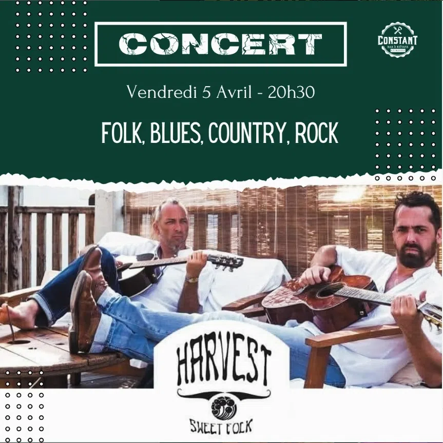 Concert Harvest Sweet Folk 5 avril 2024 à 20h30 Constant bar Lanester