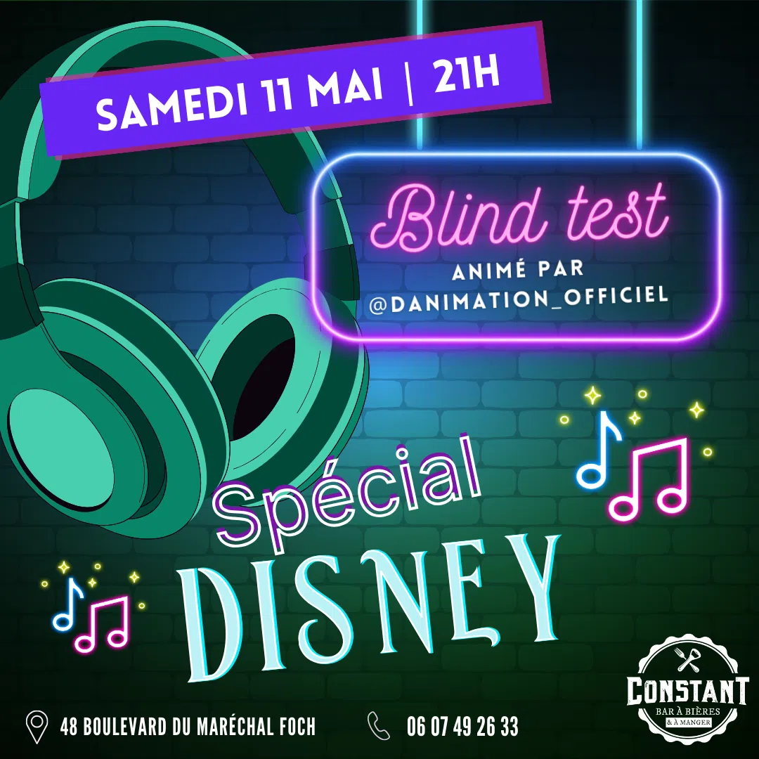 Blind test spécial DISNEY le 21 Mai 2024 à 21h Constant Angers