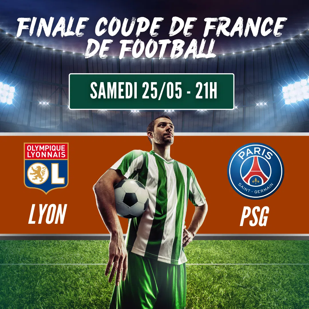 Retransmission match finale Coupe de France football 25 Mai 2024 à 21h Constant bar Angers